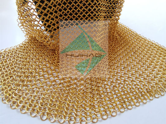 Metallo elettrolitico Ring Mesh Is For Decorating Ceiling LampTreatments della posta a catena di colore dell'oro