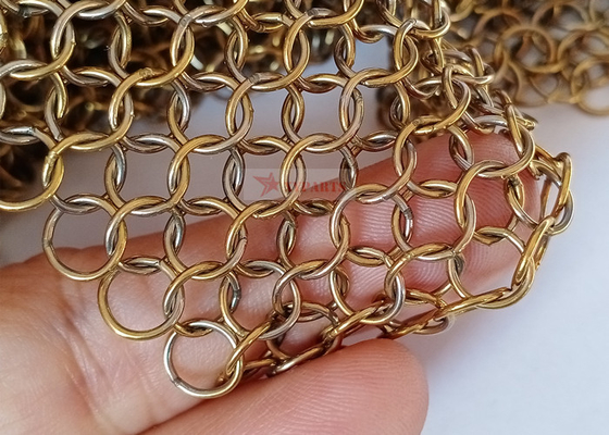 metallo Ring Mesh Curtains Gold Color Used di acciaio inossidabile di 0.8x7mm per il divisore dello spazio
