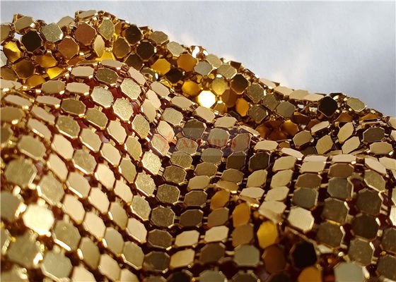 Tessuto in fiocco di metallo 3x3mm luccicante in oro come divisori per alberghi caffè club