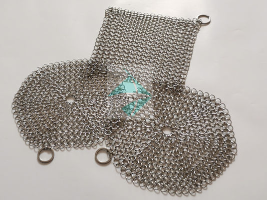 Spugne a maglia ad anelli in acciaio inossidabile da 7" X 7" per pentole in ghisa