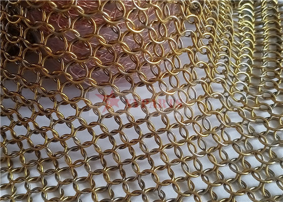 7mm Acciaio inossidabile Ring Mesh Curtain Colore di ottone per architettura