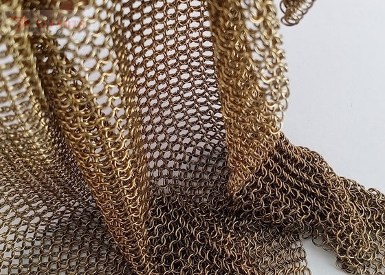 Tenda in maglia di maglia color ottone con filo da 0,53 mm e diametro dell'anello da 3,81 mm per decorazione interna