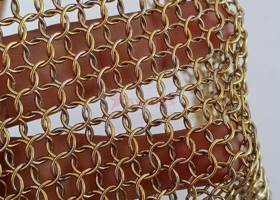 Colore ottone 0,8x7 mm Acciaio inossidabile 316 Metallo Ring Mesh Curtain per la decorazione degli interni