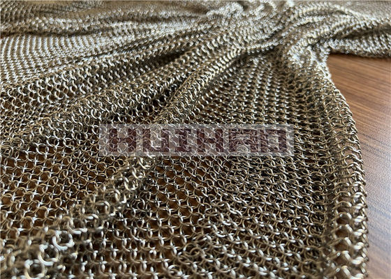 7 mm e 12 mm di colore oro elettroplata in acciaio inossidabile Ring Mesh Curtain in tipi saldati e non saldati per la decorazione dello spazio