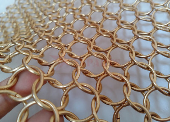 Colore Chainmail Mesh Fabric dell'oro 1.5x15mm per la divisione della stanza