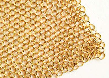 tessuto di maglia dorato dell'anello del metallo di colore del diametro 20mm OD di 2MM per la tenda metallica dell'hotel