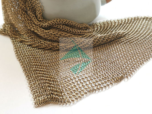 Metallo rotondo d'acciaio Mesh Drapery dell'anello PVD di Ring Mesh Chainmail Weave Type Stainless dell'oro