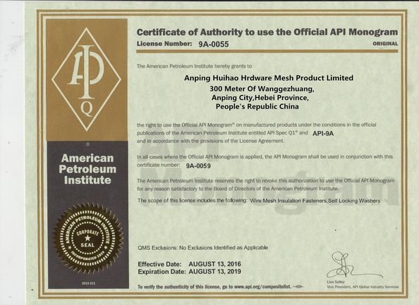 Porcellana Huihao Hardware Mesh Product Limited Certificazioni